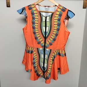 🆕Dashiki Zip Front Blouse Top Size Medium